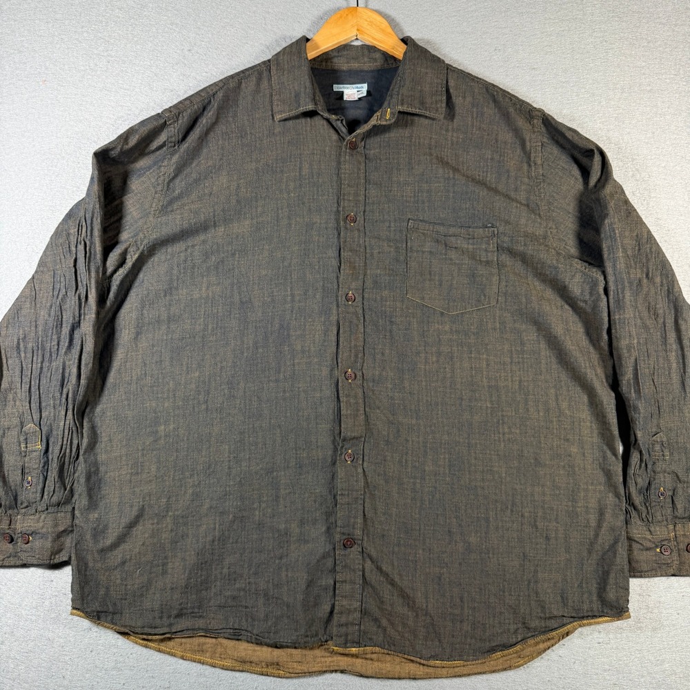 Carbon2Cobalt Mens XXL Long Sleeve Button Down Shirt Brown Cotton Casual 9700